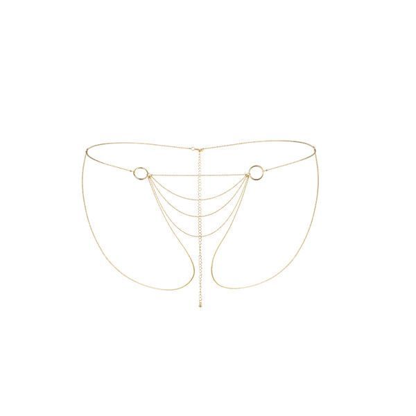 Цепочка-трусики Bijoux Indiscrets Magnifique Bikini Chain – Gold, украшение для тела реальная фотография