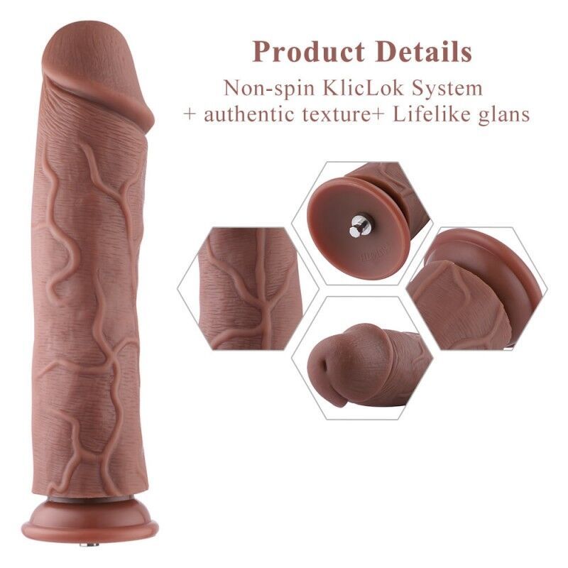 Силиконовый фаллоимитатор для секс-машин Hismith 11″ Silicone Dildo, система KlicLok реальная фотография