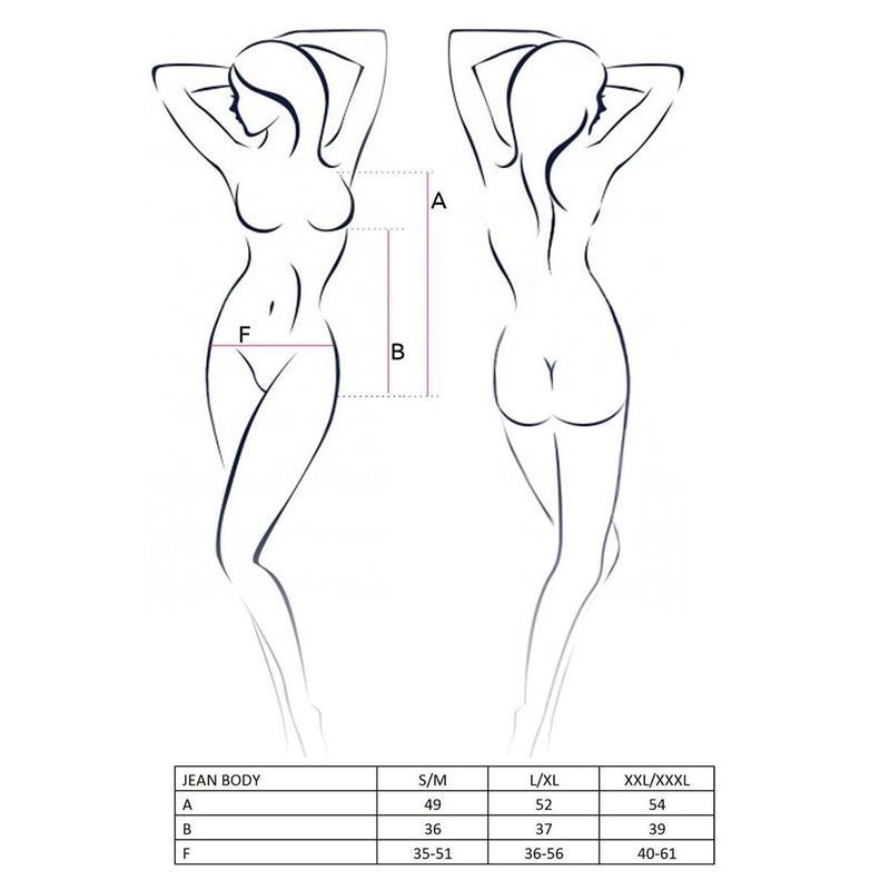 Боди монокини под латекс Passion JEAN BODY L/XL, black реальная фотография