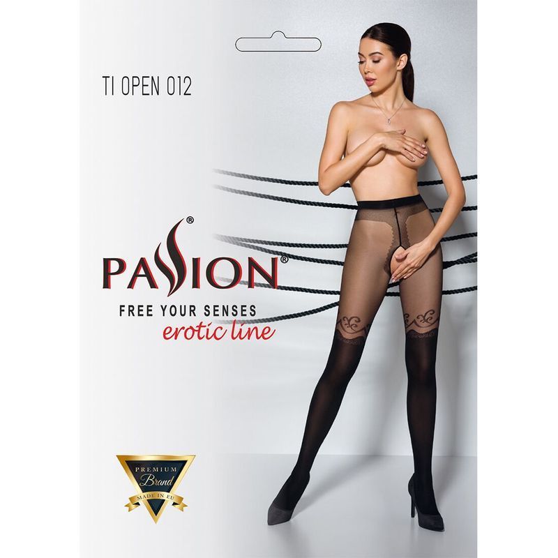 Колготки с открытым доступом, двойная плотность Passion TIOPEN 012 5 (20/40 den), black реальная фотография