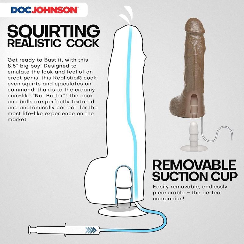 Фалоімітатор, що кінчає Doc Johnson The Realistic Cock ULTRASKYN - Squirting 9,5 Inch Caramel жива фотографія