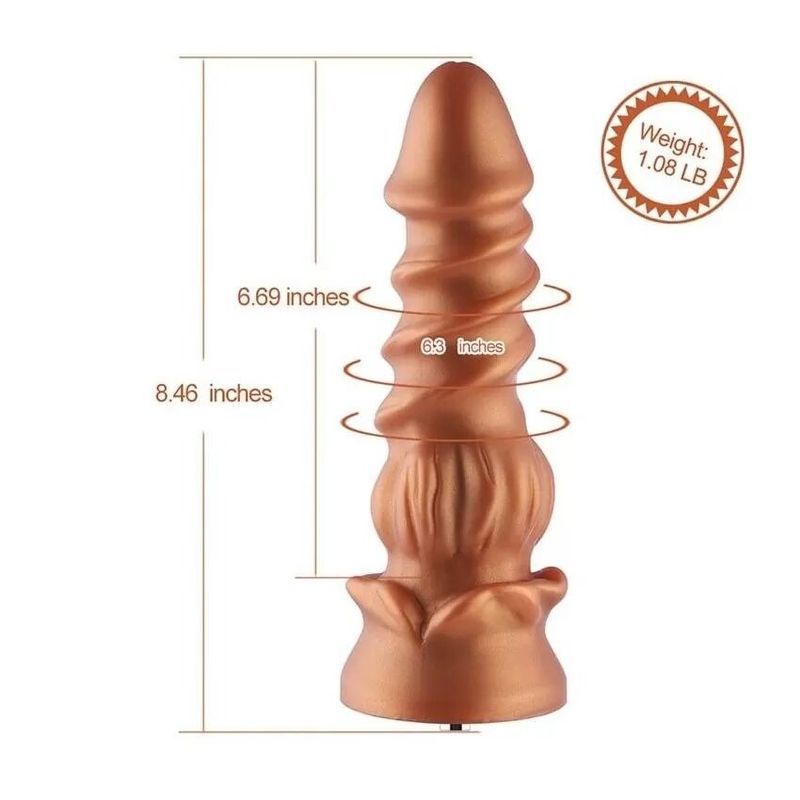 Фаллоимитатор для секс-машин Hismith Spiral Grain Silicone Dildo Monster Series, спиральный рельеф