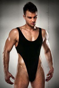 Чоловічий боді з високим вирізом стегна Passion 010 BODY black L/XL жива фотографія