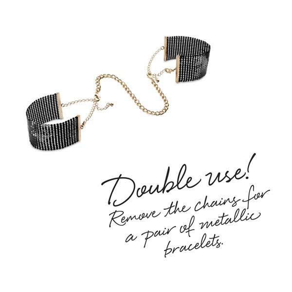 Наручники Bijoux Indiscrets Desir Metallique Handcuffs - Black, металлические, стильные браслеты реальная фотография