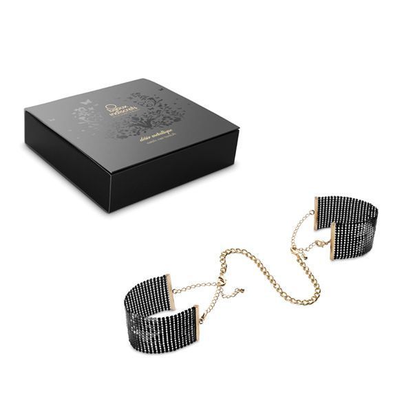 Наручники Bijoux Indiscrets Desir Metallique Handcuffs - Black, металлические, стильные браслеты реальная фотография