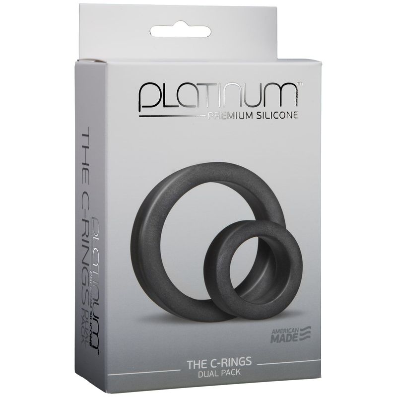 Набор эрекционных колец Doc Johnson Platinum Premium Silicone - The C-Rings - Charcoal реальная фотография