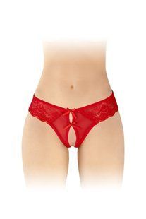 Трусики-стринги с открытым доступом Fashion Secret Alicia Red, с бантиком реальная фотография
