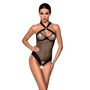 Сітчастий боді з халтером Passion Amanda Body L/XL, black жива фотографія