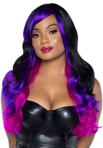 Leg Avenue Allure Multi Color Wig Black/Purple реальная фотография