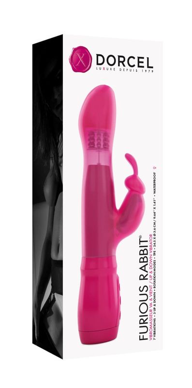 Вибратор Dorcel Furious Rabbit с вращением и возвратно-поступательными движениями головки, вибрация реальная фотография