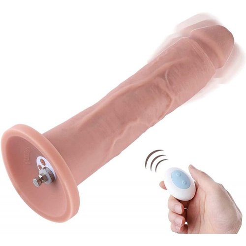 Фаллоимитатор 10.2″ с вибрацией для секс-машин Hismith Silicone Dildo with Vibe, KlicLok, пульт ДУ реальная фотография