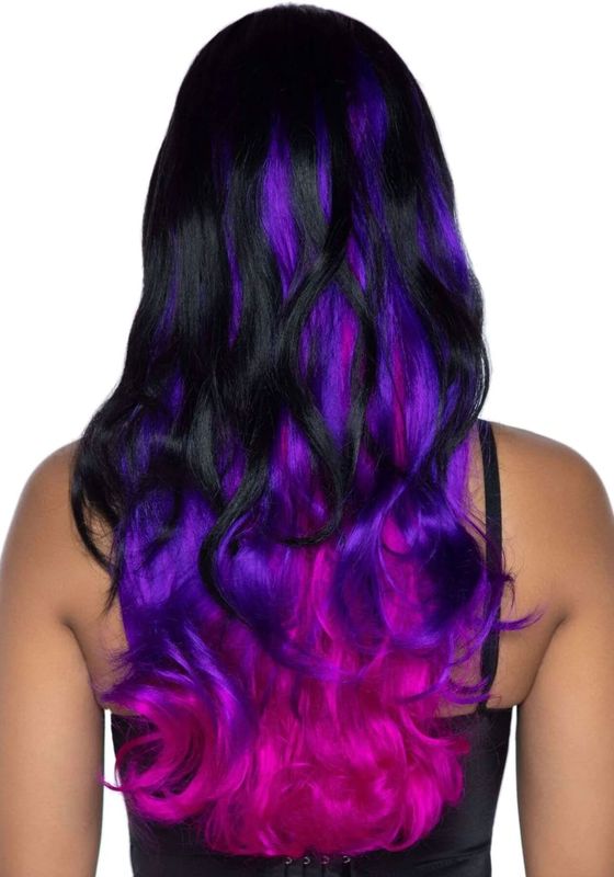 Leg Avenue Allure Multi Color Wig Black/Purple жива фотографія