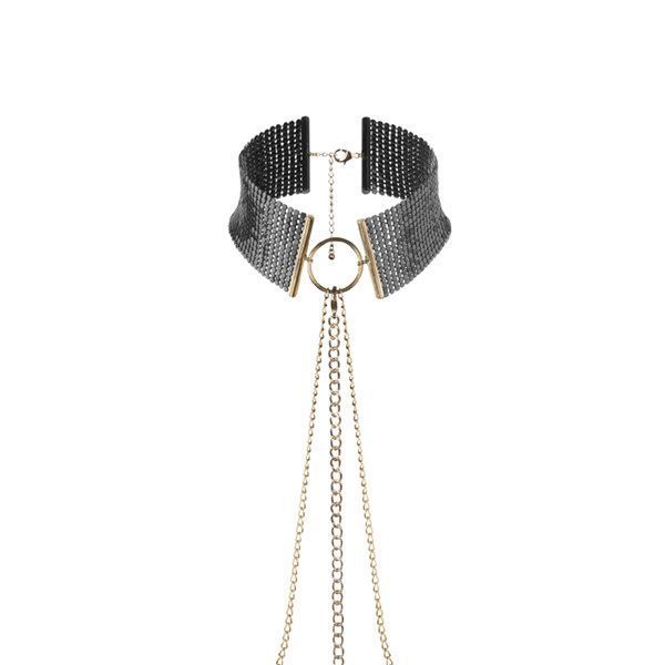 Ожерелье-воротник Bijoux Indiscrets Desir Metallique Collar - Black реальная фотография
