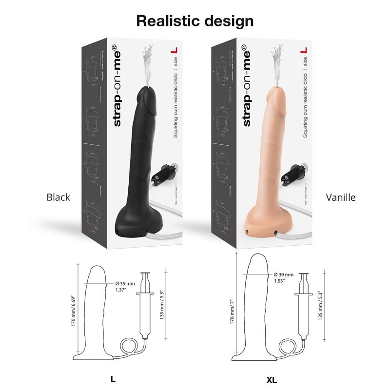 Кончающий фаллоимитатор Strap-On-Me SQUIRTING CUM DILDO REALISTIC Flesh XL реальная фотография