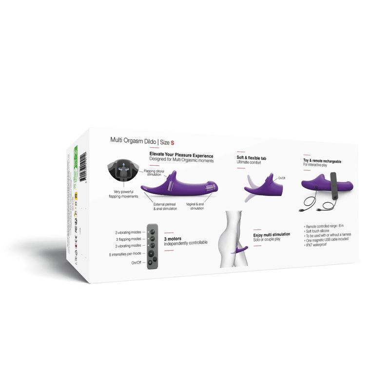 Вібронасадка для страпону з вакуумною стимуляцією Strap-On-Me Multi Orgasm Dildo S Purple жива фотографія