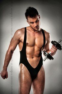 Распродажа!!! Мужское боди с очень глубоким декольте Passion 011 BODY black XXL/XXXL реальная фотография