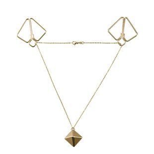 SX0844 Затискачі для сосків з важкою підвіскою LOCKINK Nipple Clamps with Heavy Pendant, золотисті