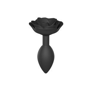 Силиконовая анальная пробка Love To Love OPEN ROSES L SIZE - BLACK ONYX реальная фотография