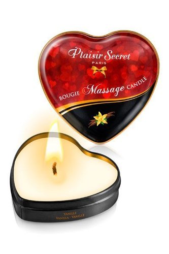 Масажна свічка-серце Plaisirs Secrets Vanilla (35 мл) жива фотографія