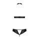 Комплект відкритий топ та трусики з екошкіри з люверсами Passion MALWIA SET OpenBra XXL/XXXL, black