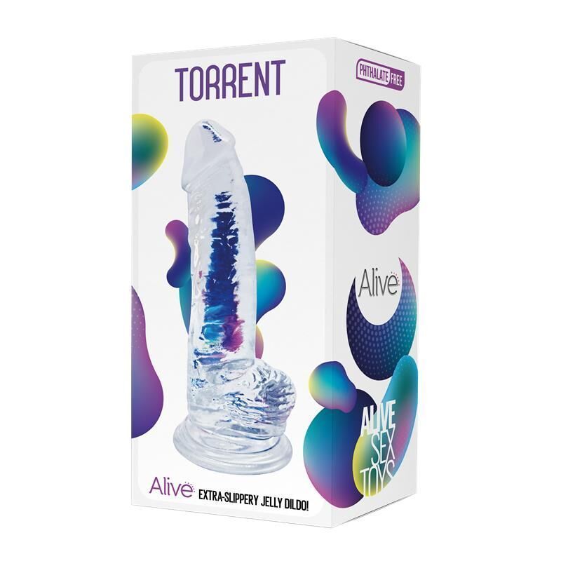 Прозрачный фаллоимитатор Alive Jelly Dildo Torrent, ТПЕ, присоска, диаметр 4.5см, длина 20,6см реальная фотография
