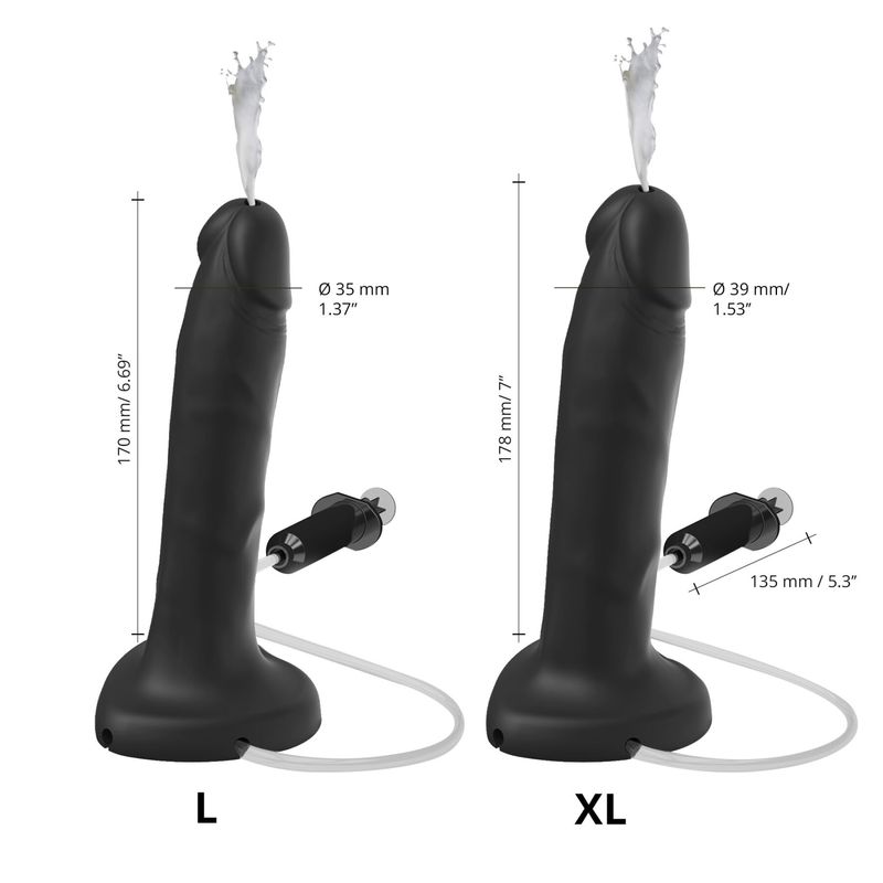 Кончающий фаллоимитатор Strap-On-Me SQUIRTING CUM DILDO REALISTIC Black L реальная фотография