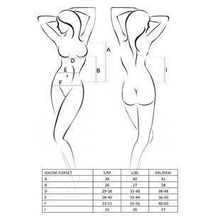 Корсет с пажами Passion JOLENE CORSET XXL/XXXL, black, трусики, полуоткрытая грудь, полупрозрачный реальная фотография