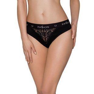 Трусики з широкою гумкою і мереживом Passion PS001 PANTIES S, black жива фотографія