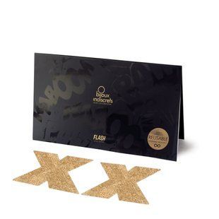 Пестіс - стикини Bijoux Indiscrets - Flash Cross Gold, наклейки на соски жива фотографія