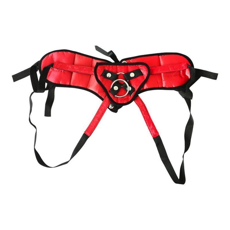Трусы для страпона Sportsheets - SizePlus Red Lace Satin Corsette, с корсетной утяжкой, ульракомфорт реальная фотография