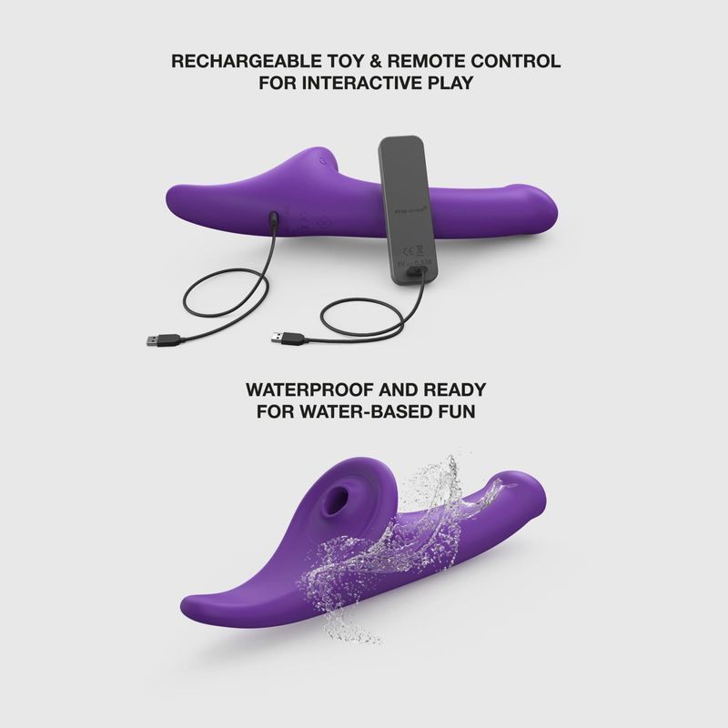 Вібронасадка для страпону з вакуумною стимуляцією Strap-On-Me Multi Orgasm Dildo L Purple жива фотографія