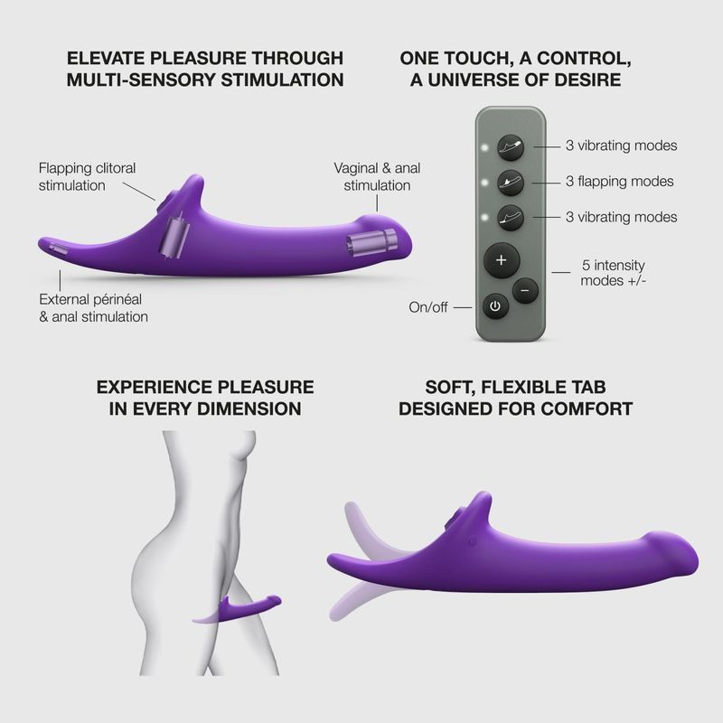 Вібронасадка для страпону з вакуумною стимуляцією Strap-On-Me Multi Orgasm Dildo L Purple жива фотографія
