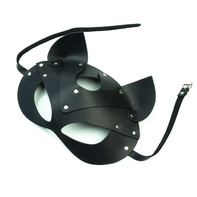 Премиум маска кошечки LOVECRAFT, натуральная кожа, черная, подарочная упаковка реальная фотография