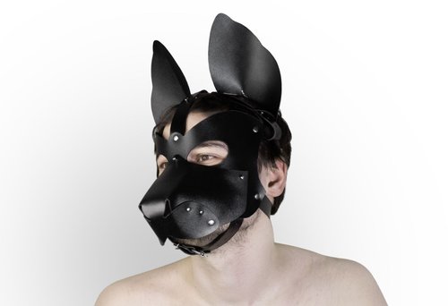 Шкіряна маска собаки 2в1 Feral Feelings, знімна морда жива фотографія