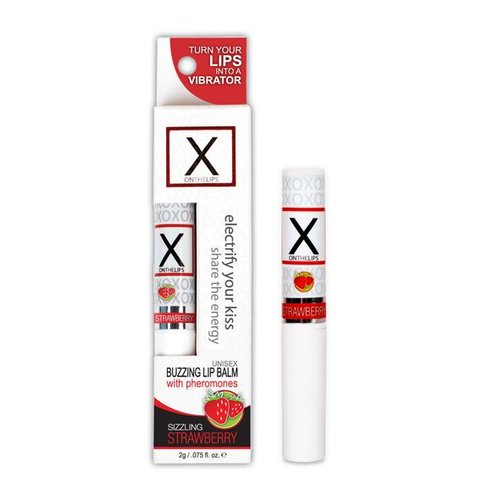 Стимулювальний бальзам для губ унісекс Sensuva - X on the Lips Strawberry з феромонами, полуниця жива фотографія