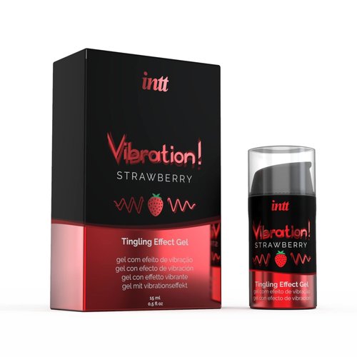 Жидкий вибратор Intt Vibration Strawberry (15 мл), густой гель, очень вкусный, действует до 30 минут реальная фотография
