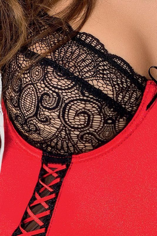 Сорочка приталенная с чашечкой RODOS CHEMISE red L/XL - Passion Exclusive, трусики жива фотографія