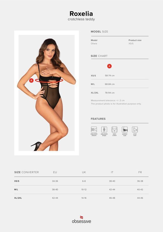 Боди Obsessive Roxelia crotchless teddy XL/2XL реальная фотография