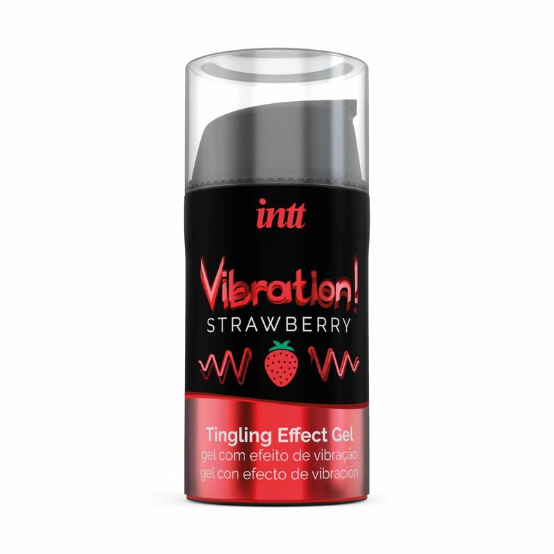 Жидкий вибратор Intt Vibration Strawberry (15 мл), густой гель, очень вкусный, действует до 30 минут реальная фотография