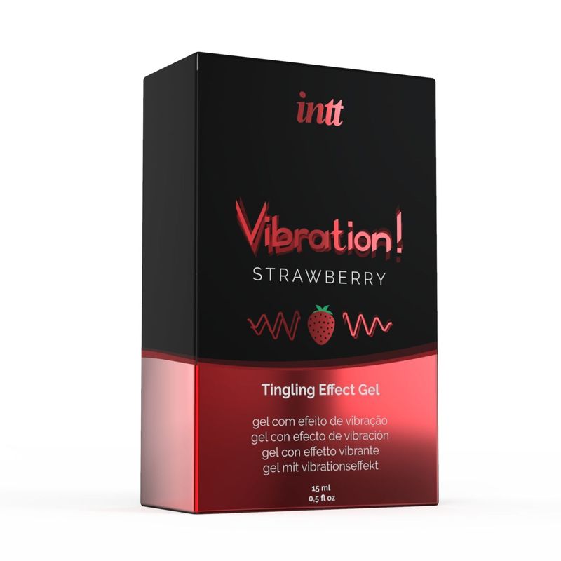 Жидкий вибратор Intt Vibration Strawberry (15 мл), густой гель, очень вкусный, действует до 30 минут реальная фотография