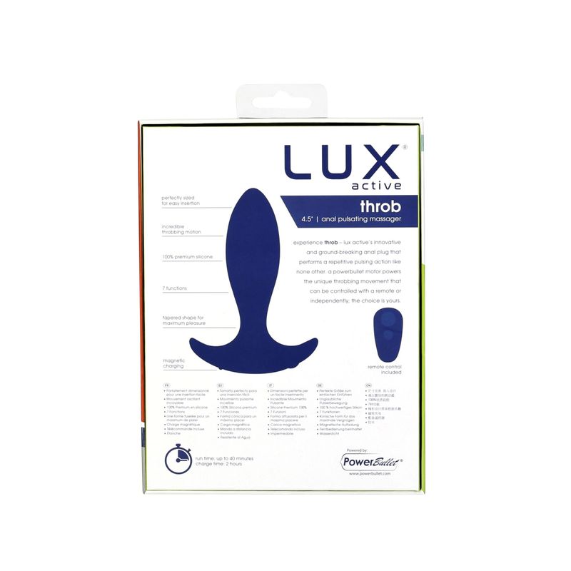 Анальная пробка с пульсацией Lux Active – Throb – 4.5" Anal Pulsating Massager, пульт ДУ реальная фотография
