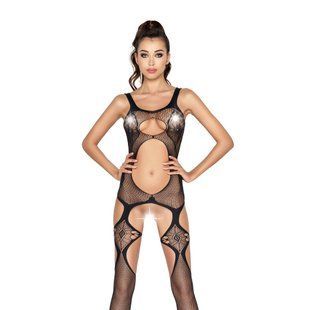 Бодистокинг Passion BS039 black, комбинезон, имитация чулок реальная фотография