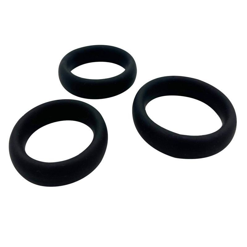 Набір ерекційних кілець Alive Sensual Pleasure Rings, 3 розміри, чорні, дуже еластичні жива фотографія