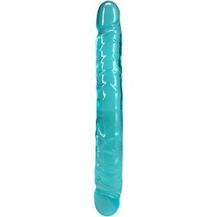 Фаллоимитатор двусторонний Doc Johnson Crystal Jellies 12" Jr. Double Dong Teal реальная фотография