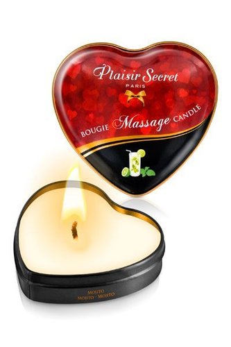 Масажна свічка-серце Plaisirs Secrets Mojito (35 мл) жива фотографія