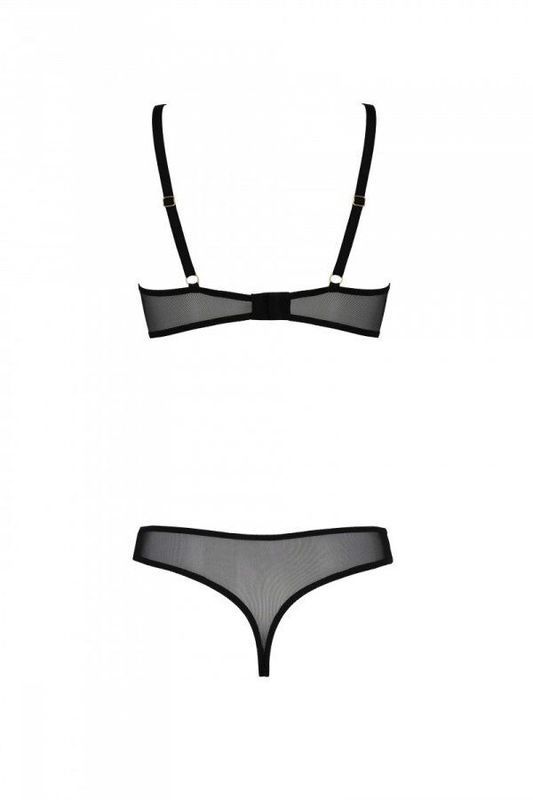 Эротическое боди Passion MARINA BODY, XXL/XXXL, black, с открытыми чашками реальная фотография