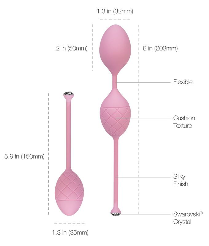 Роскошные вагинальные шарики PILLOW TALK - Frisky Pink с кристаллом, диаметр 3,2см, вес 49-75гр реальная фотография