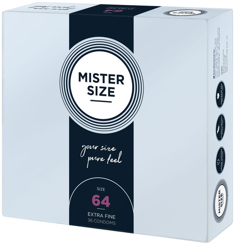 Презервативы Mister Size - pure feel - 64 (36 condoms), толщина 0,05 мм реальная фотография