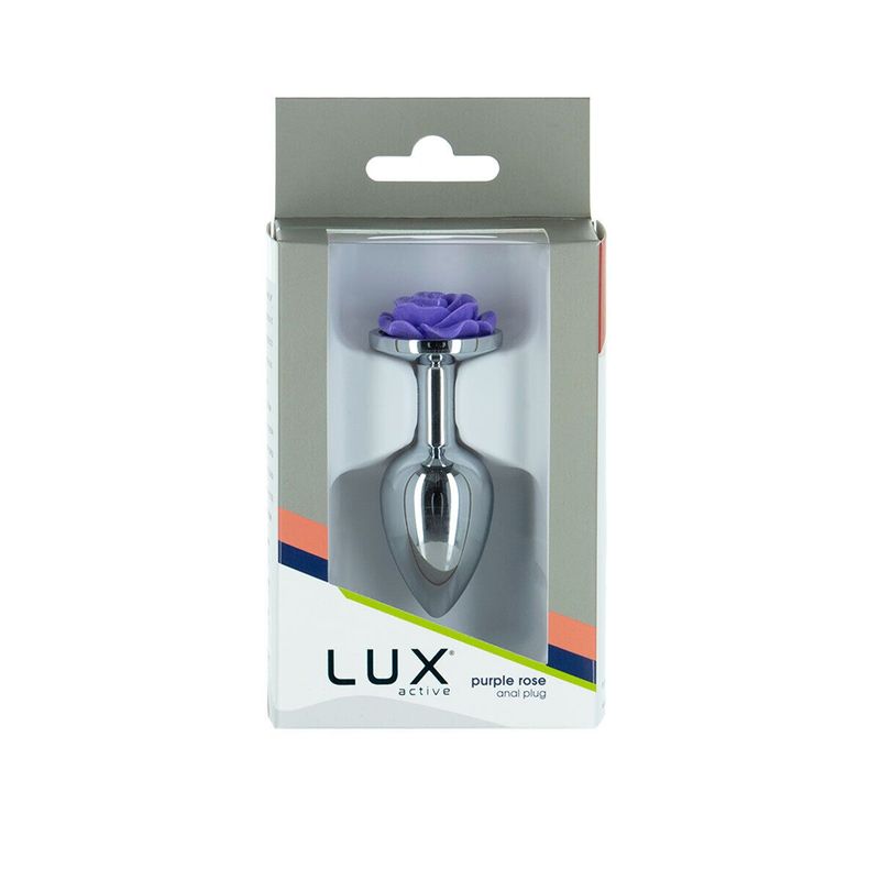 Металлическая анальная пробка Lux Active с розой - Rose Anal Plug - Purple, вибропуля в подарок реальная фотография