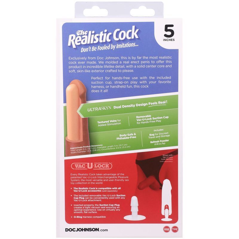 Фалоімітатор Doc Johnson The Realistic Cock ULTRASKYN - 5 Inch Caramel жива фотографія